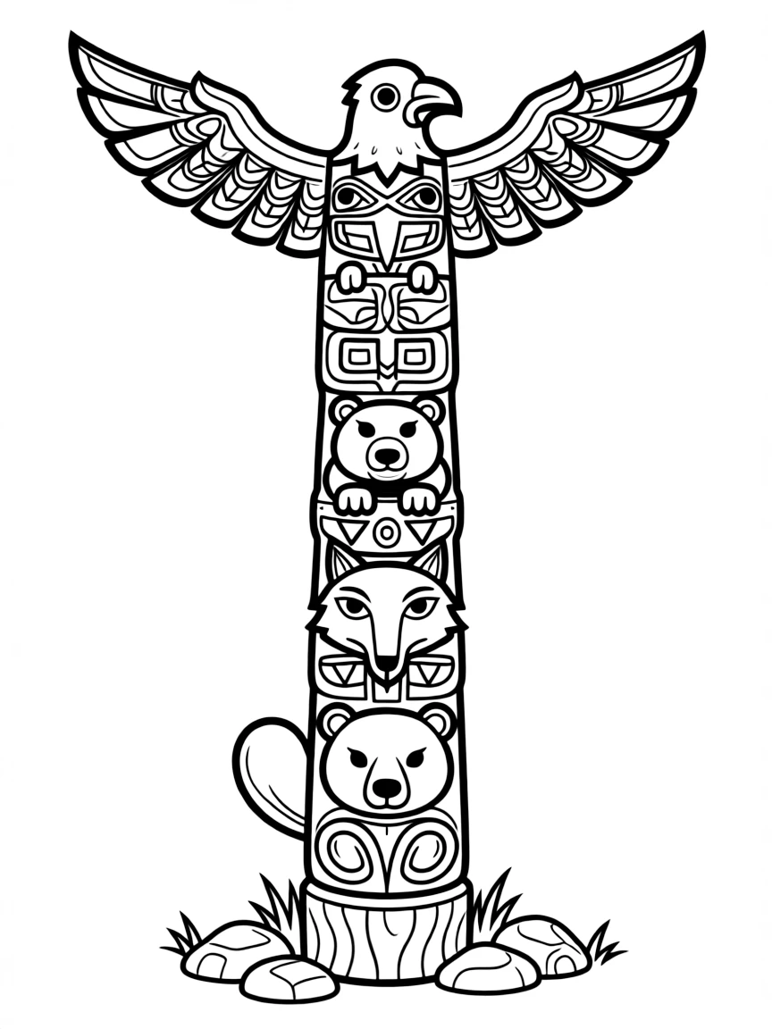 A Native American totem pole