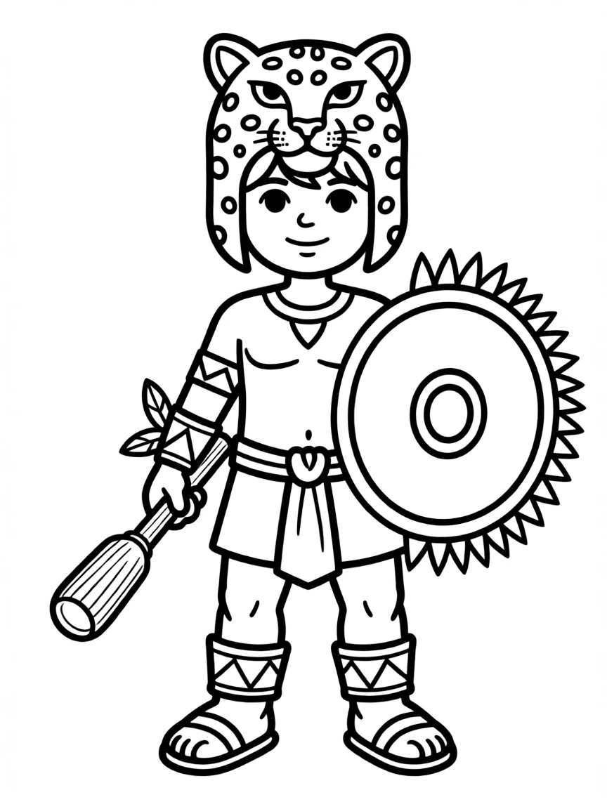 An Aztec jaguar warrior