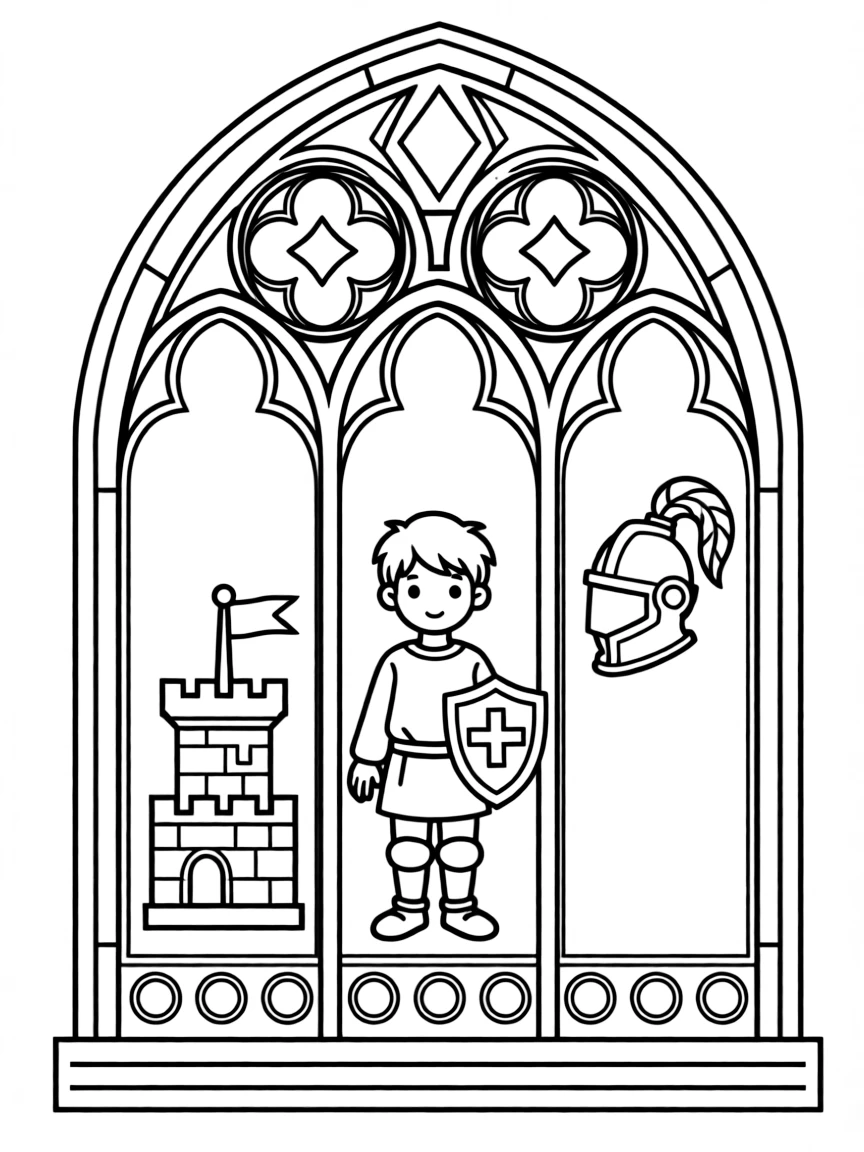 A medieval stained glass window