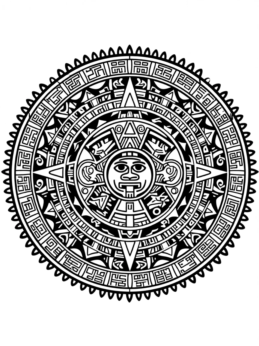 An Aztec sun stone