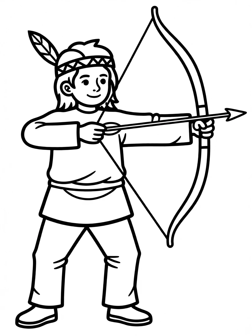 A Native American bow and arrow