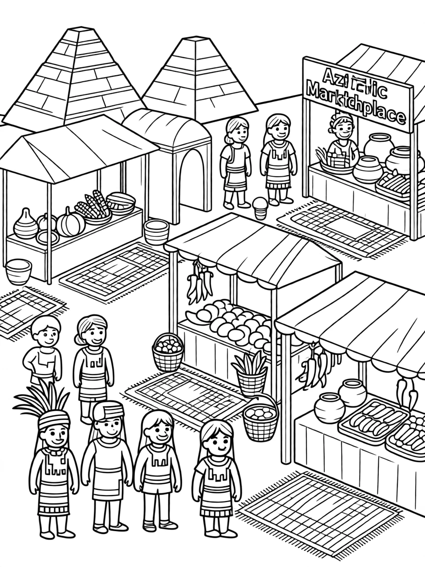 An Aztec marketplace