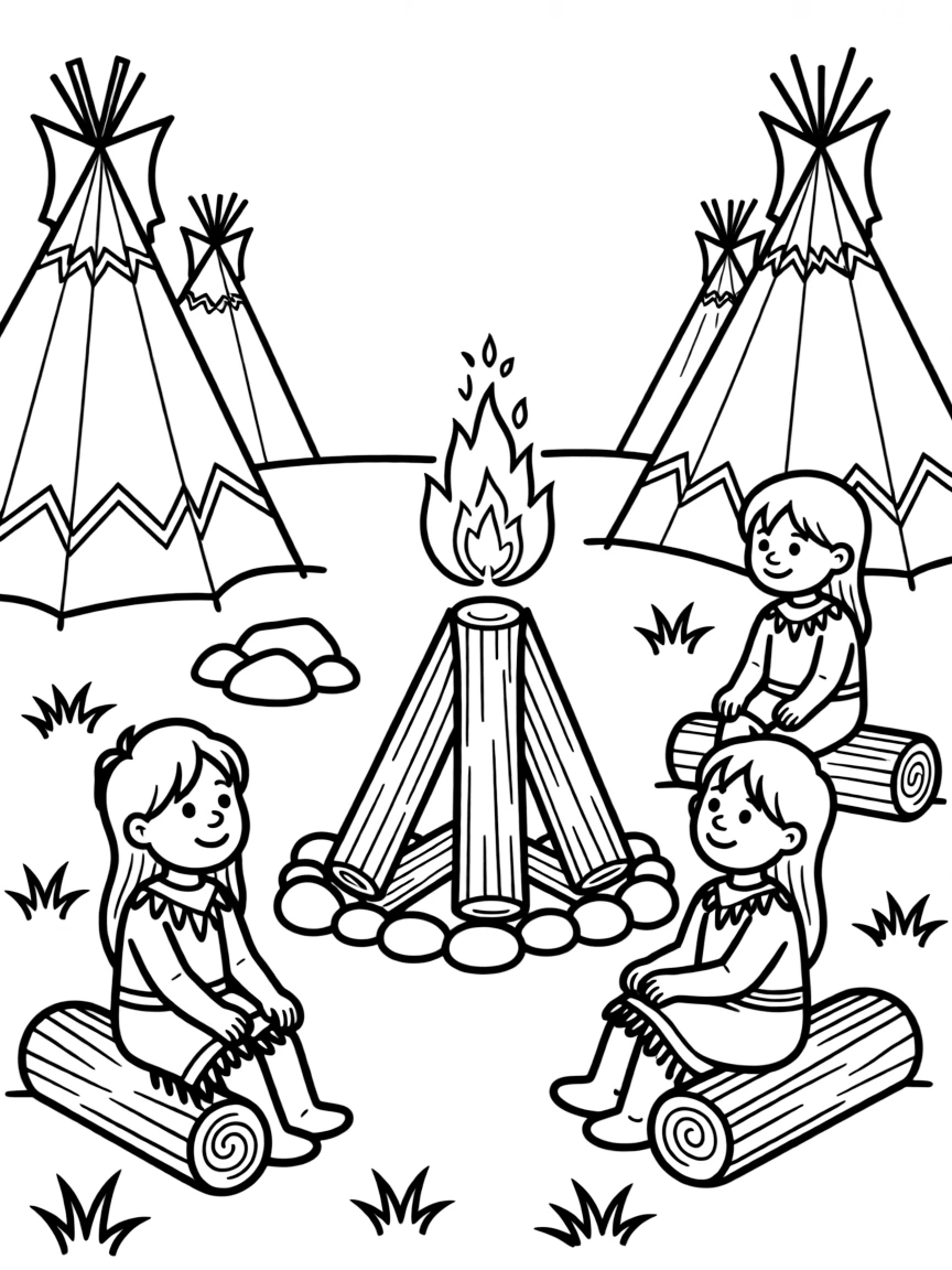 A Native American campfire