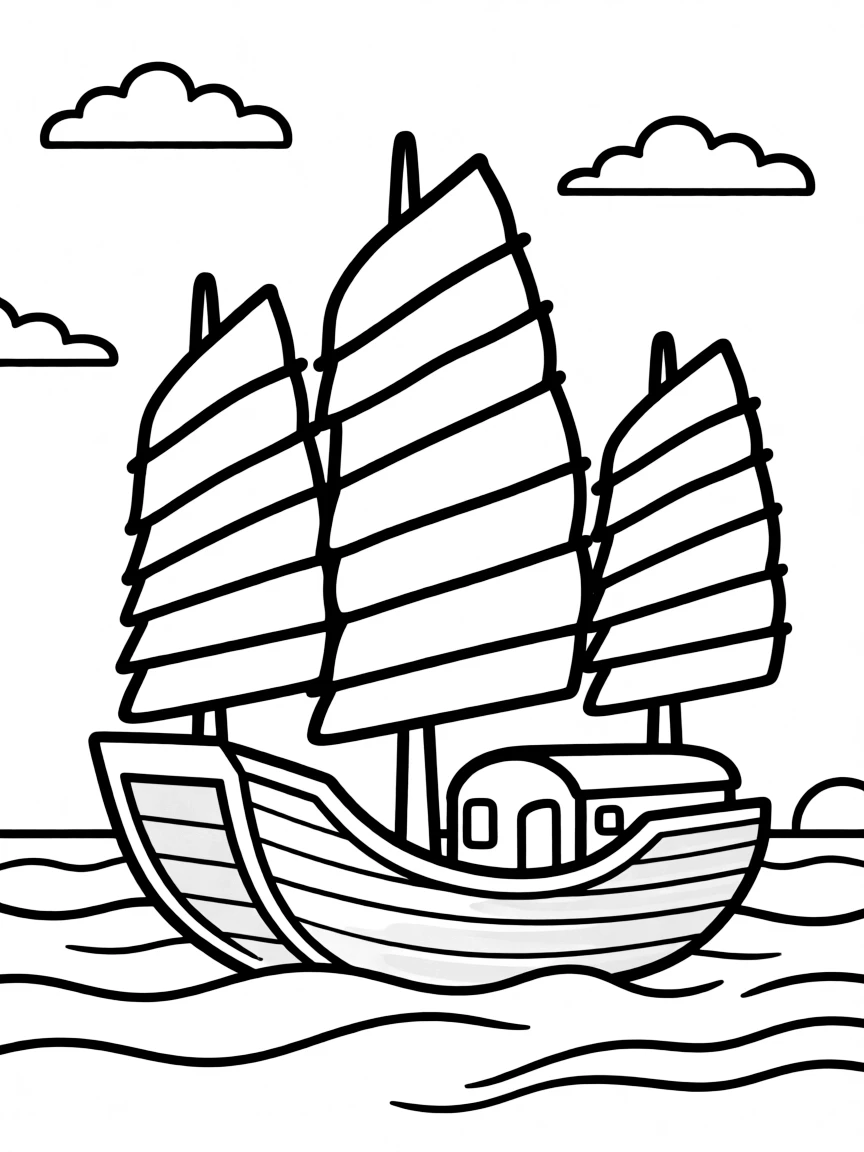 A Chinese junk boat