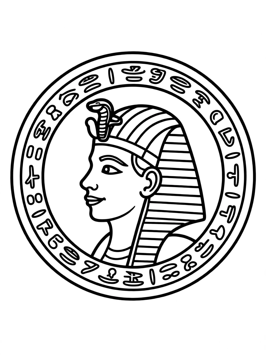 An Egyptian coin with a pharaoh