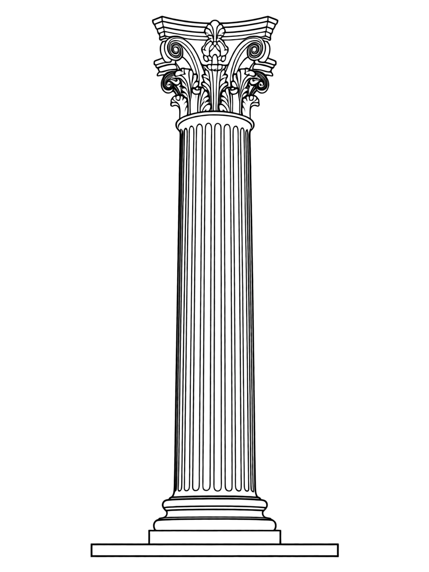 A Roman column with carvings