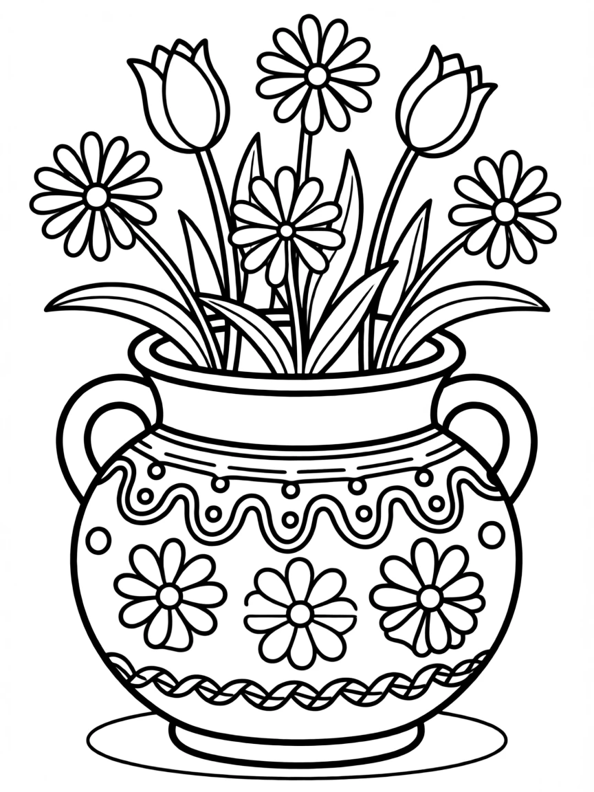 A medieval pottery with flowers