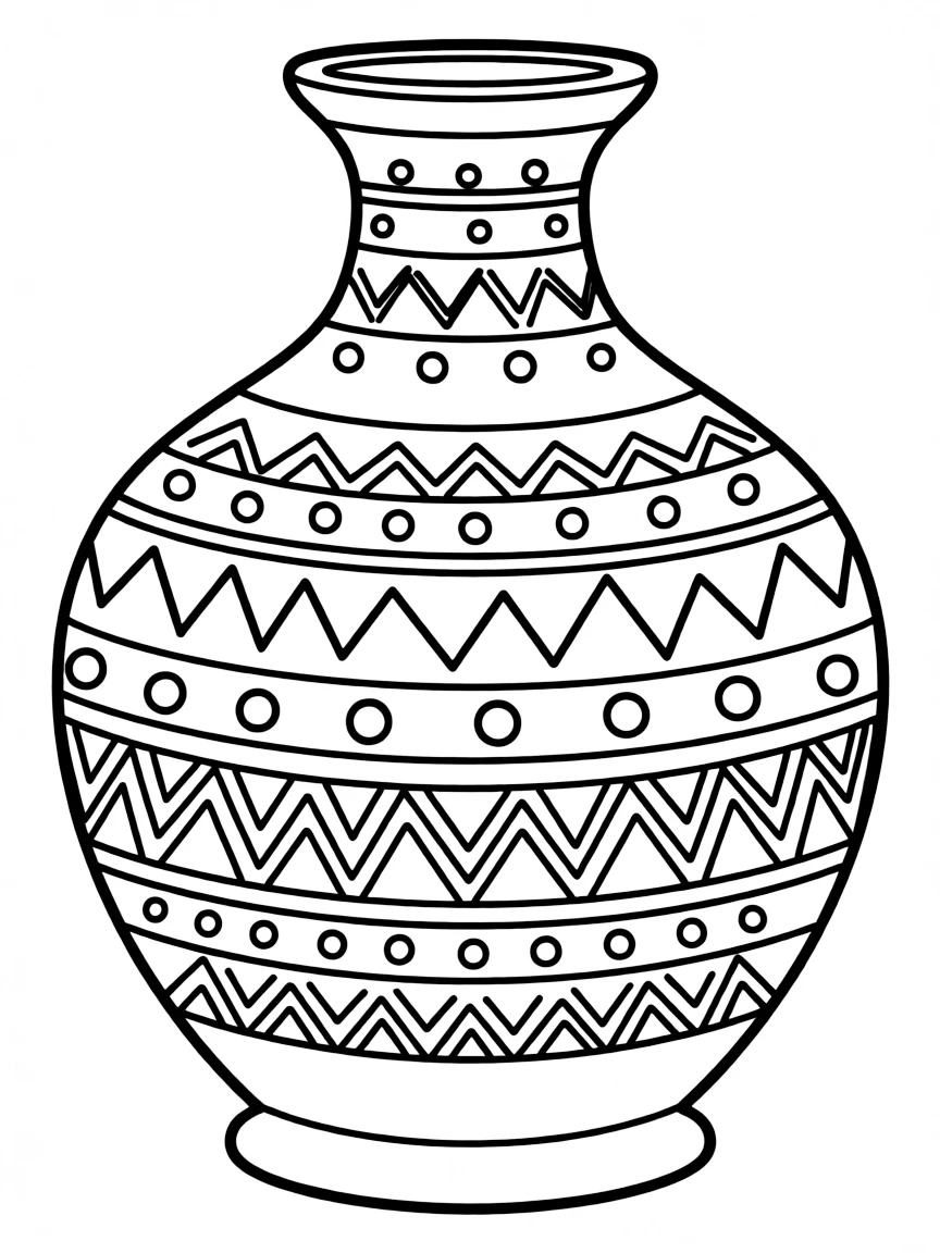 A Native American pottery with patterns