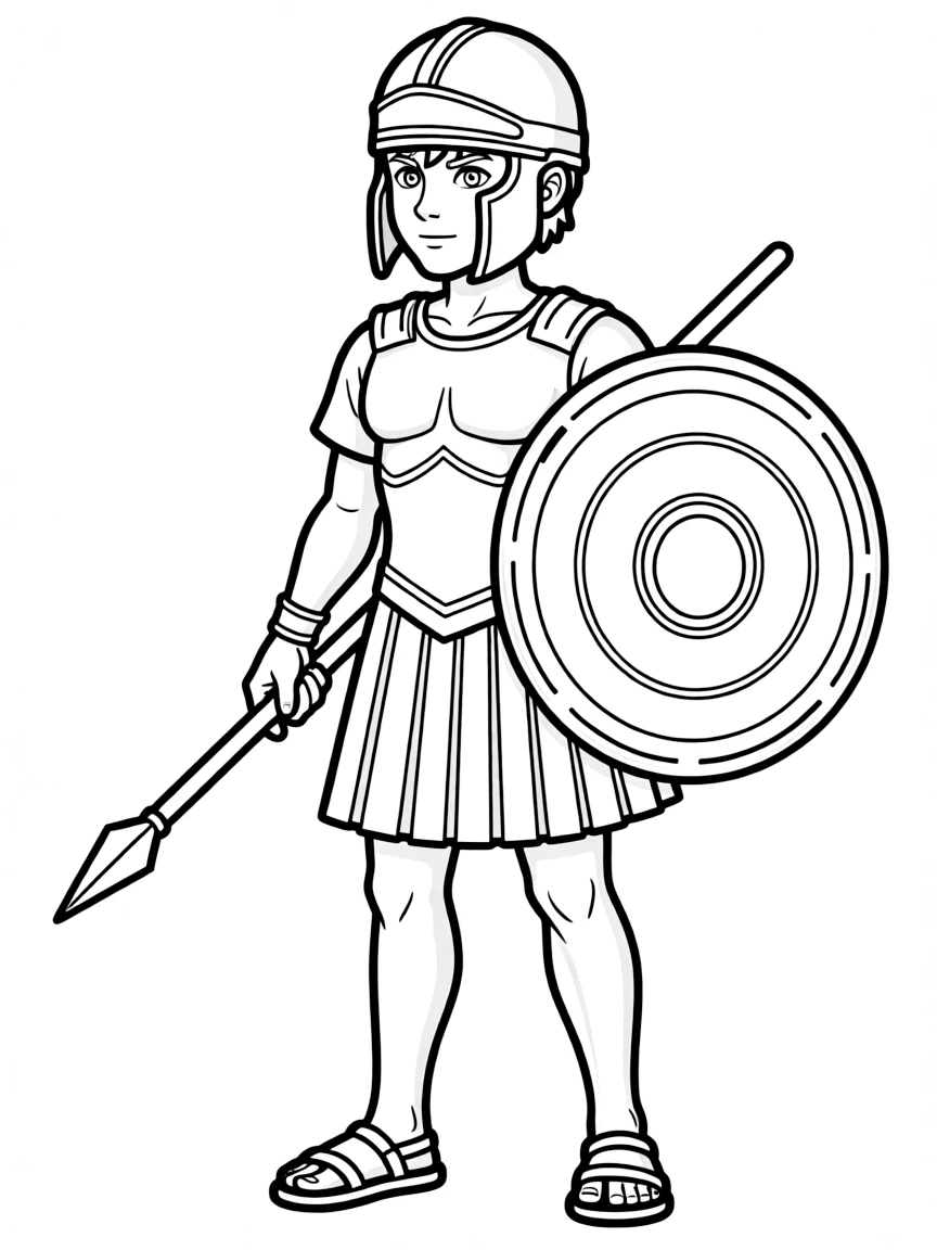 A Greek warrior with a shield