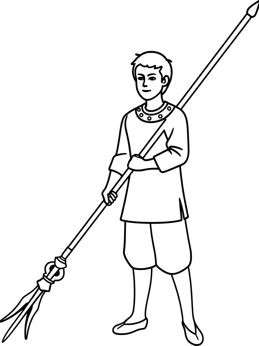 A Chinese warrior with a polearm