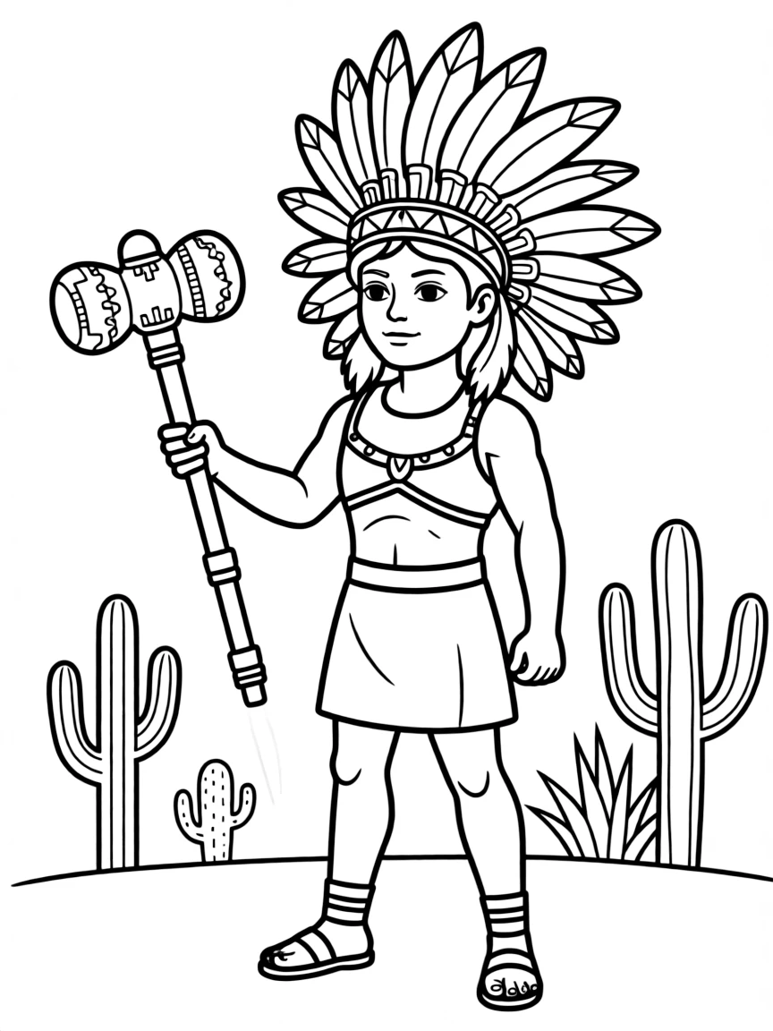 An Aztec warrior with a club