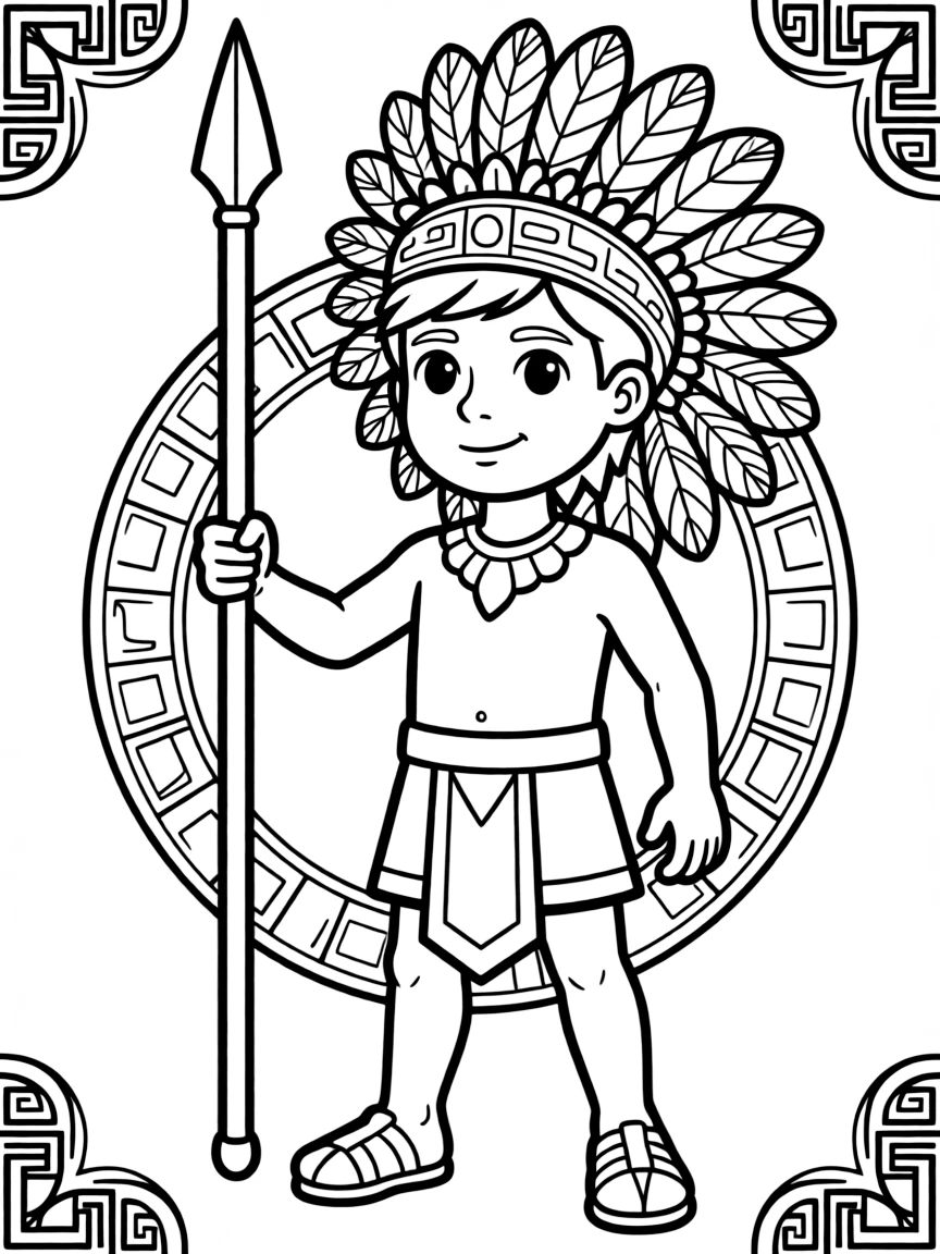 A Mayan warrior with a spear