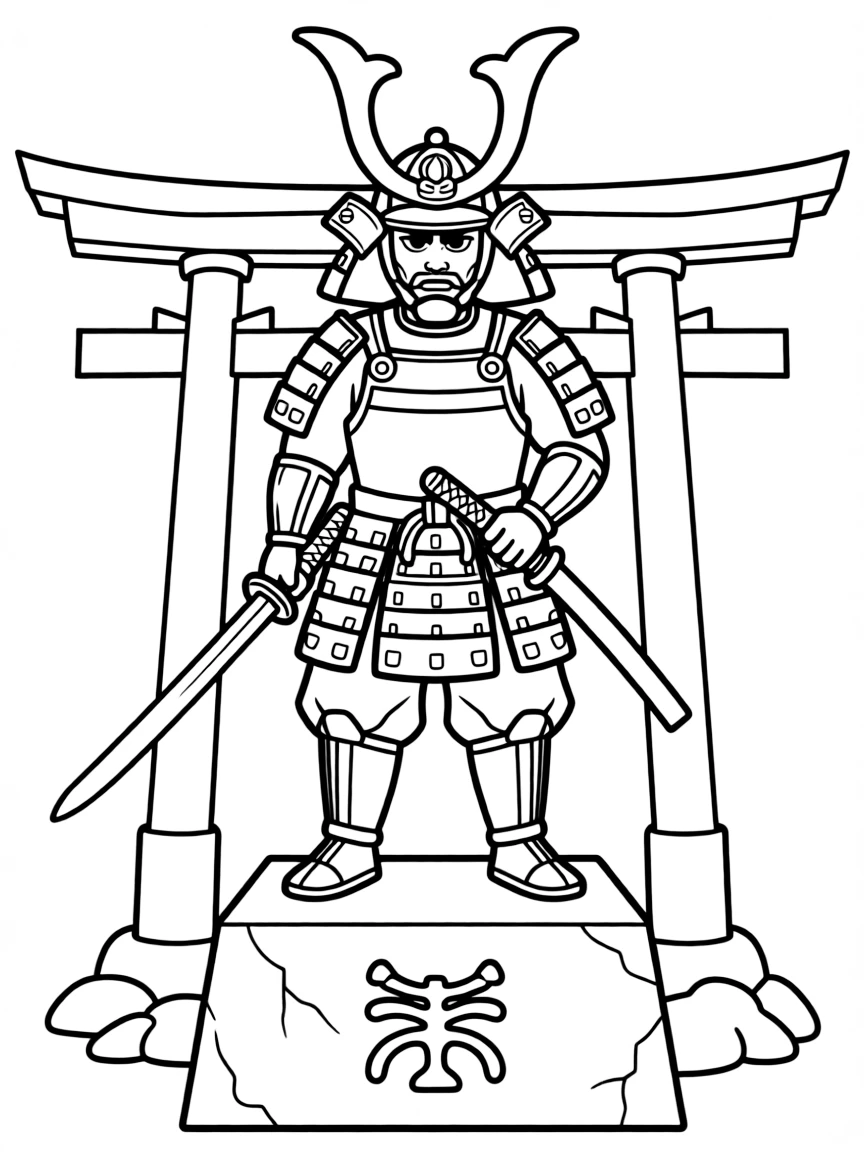 A samurai guardian statue
