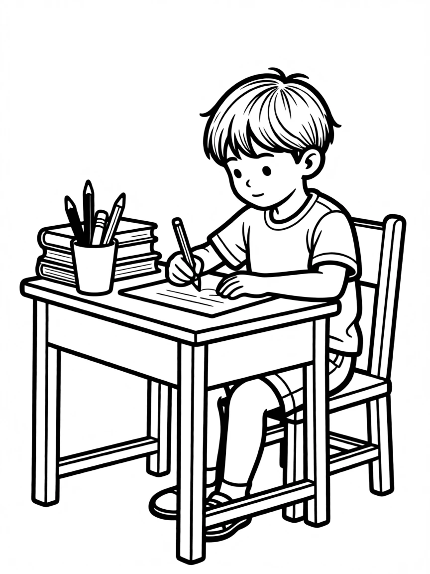 A Chinese child writing