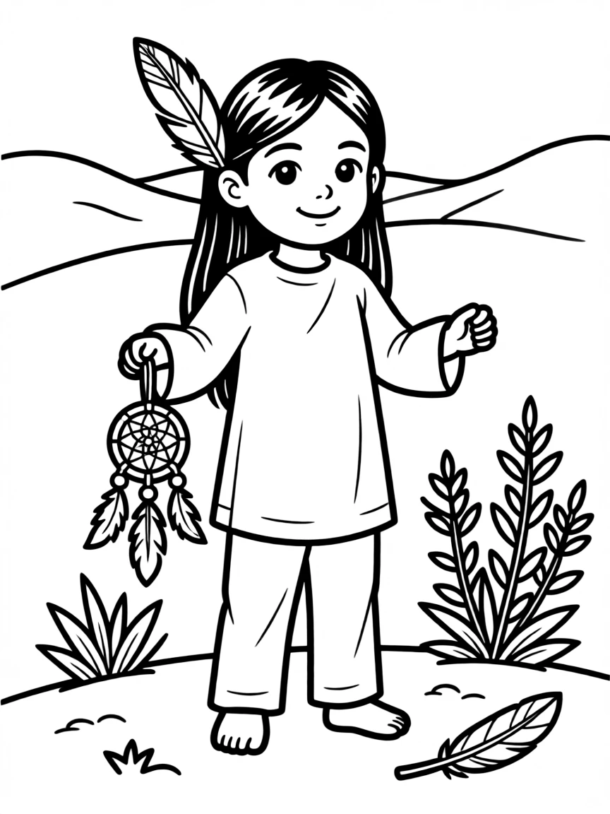 A Native American child drawing