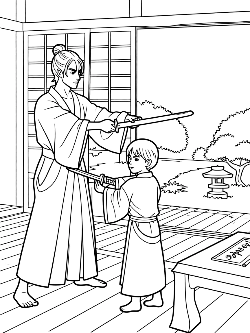 A samurai master teaching