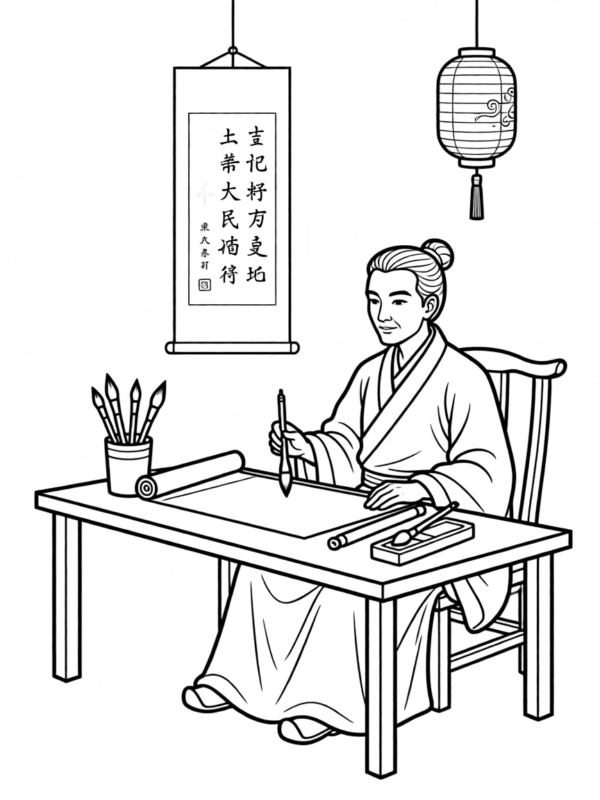 A Chinese scholar studying