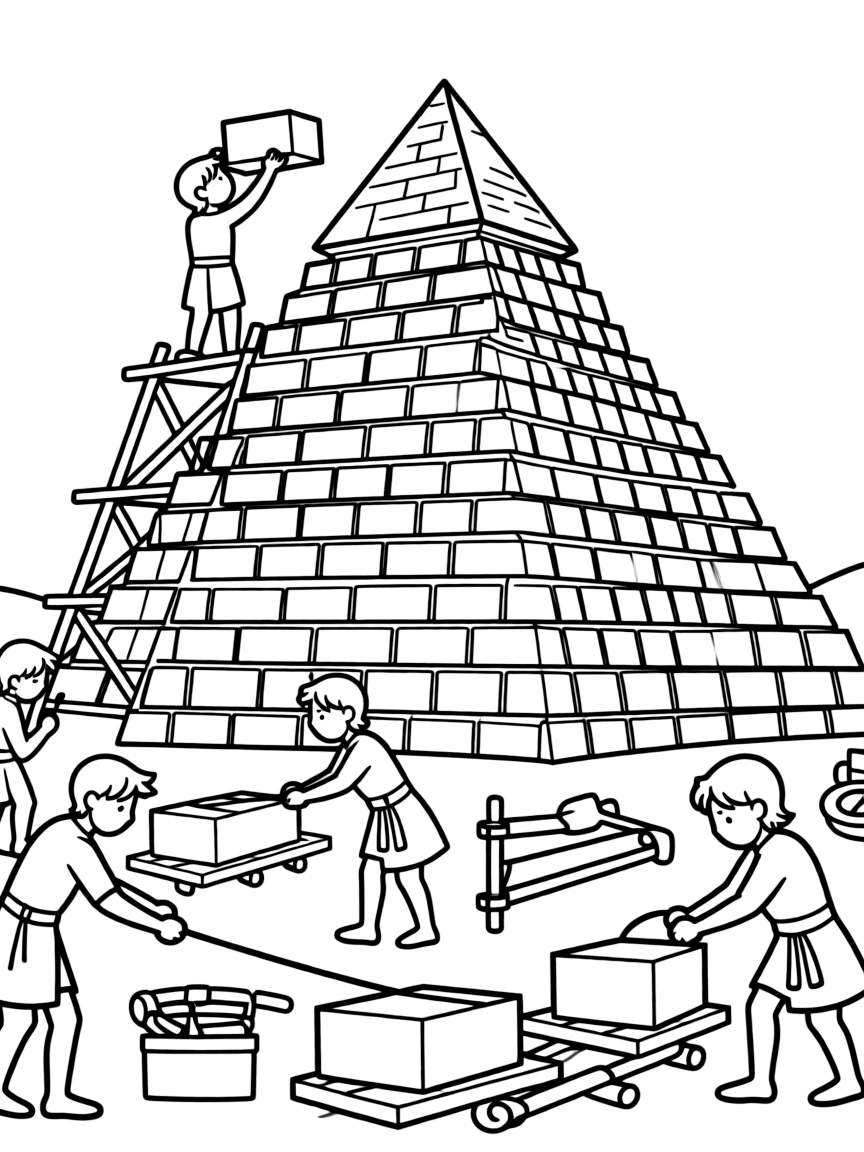 An Egyptian pyramid being built