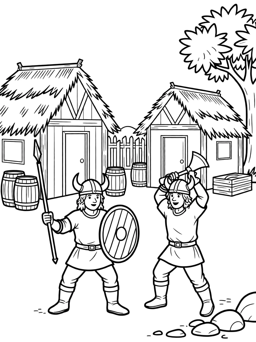 A Viking raid on a village