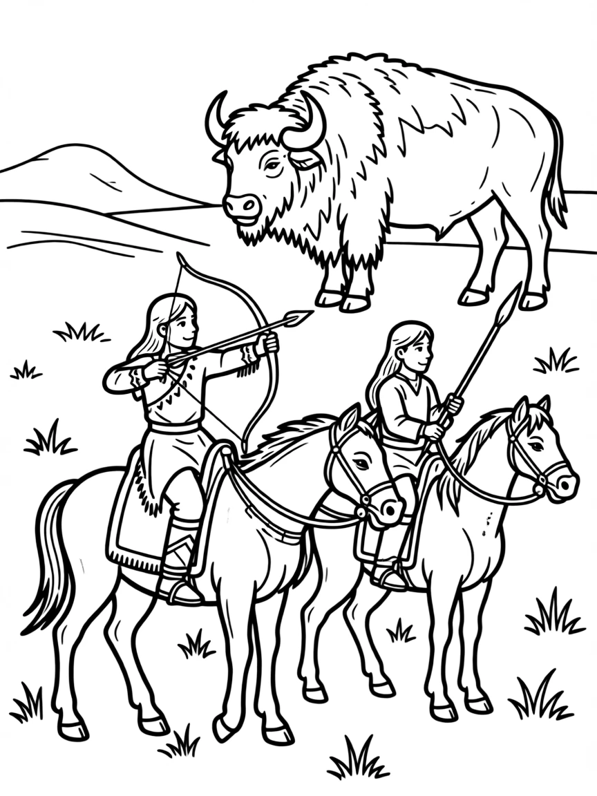 A Native American buffalo hunt