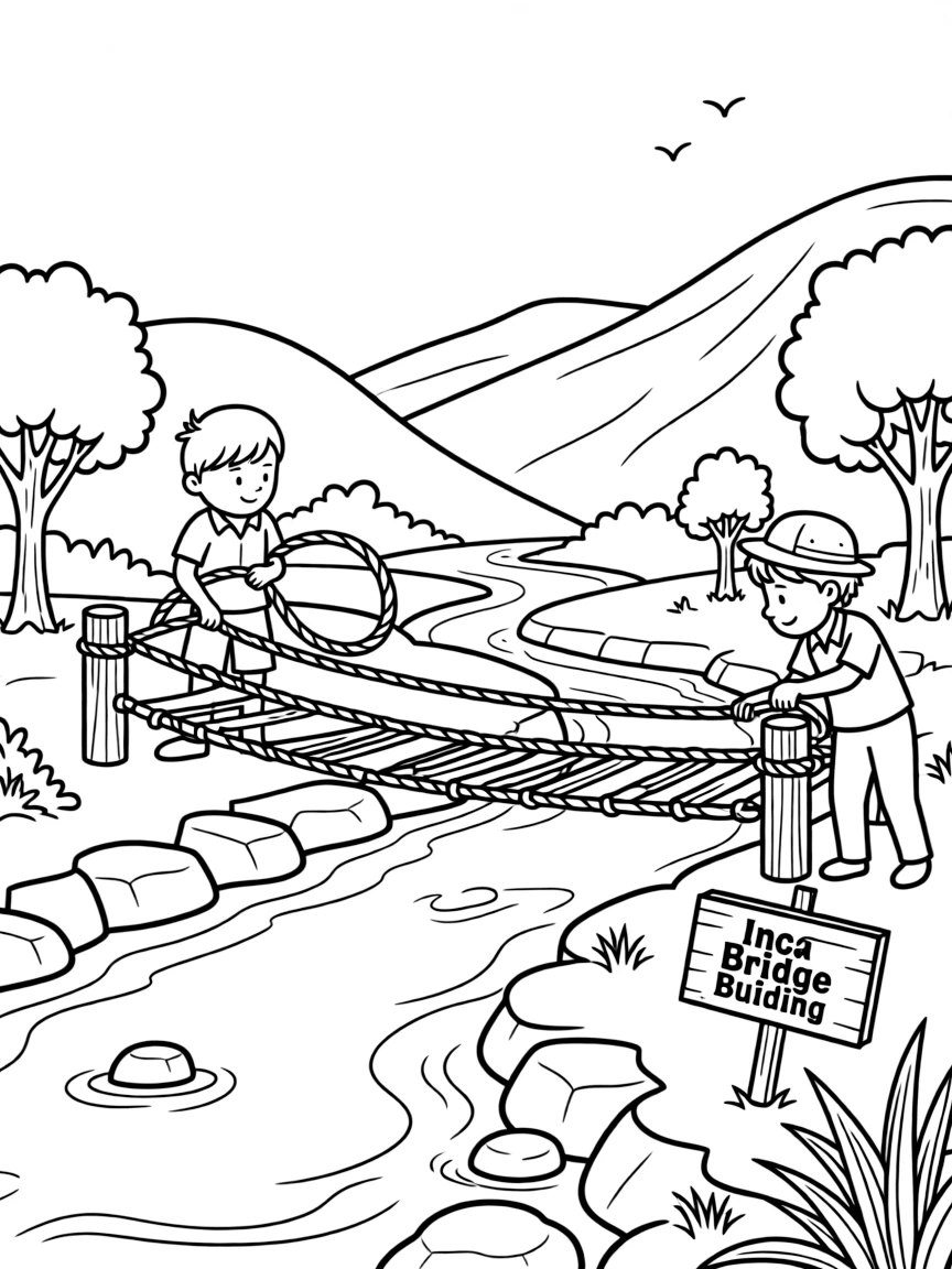 An Inca bridge building