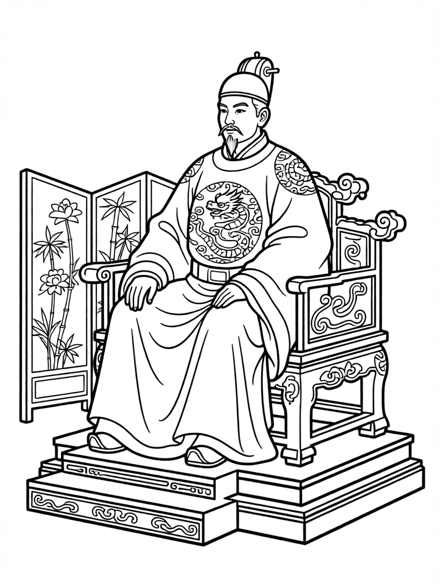 A Chinese emperor on his throne