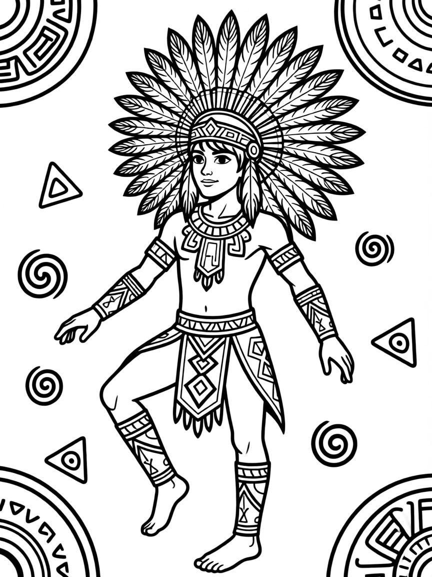 An Aztec warrior dancing