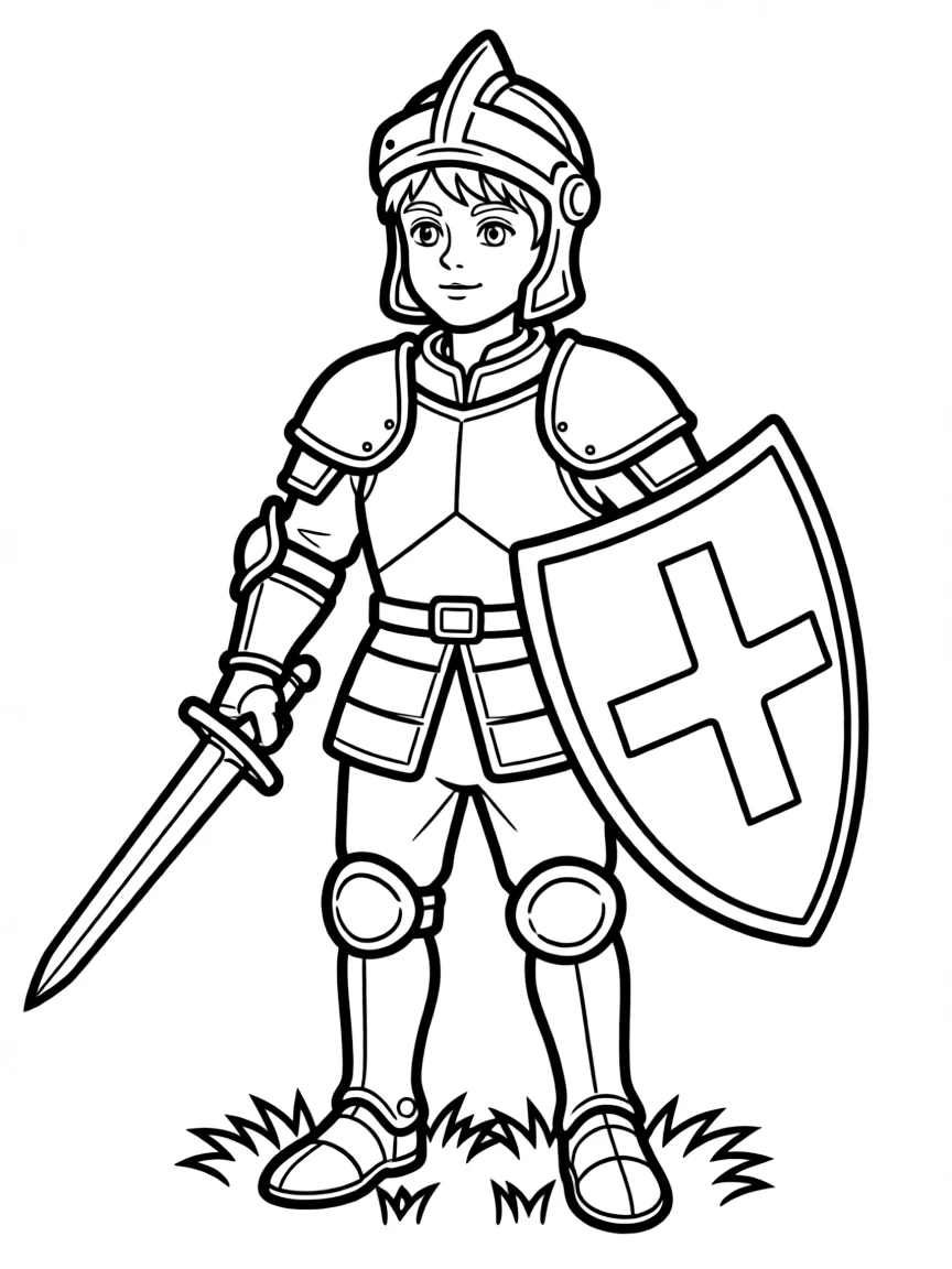 A medieval knight in shining armor