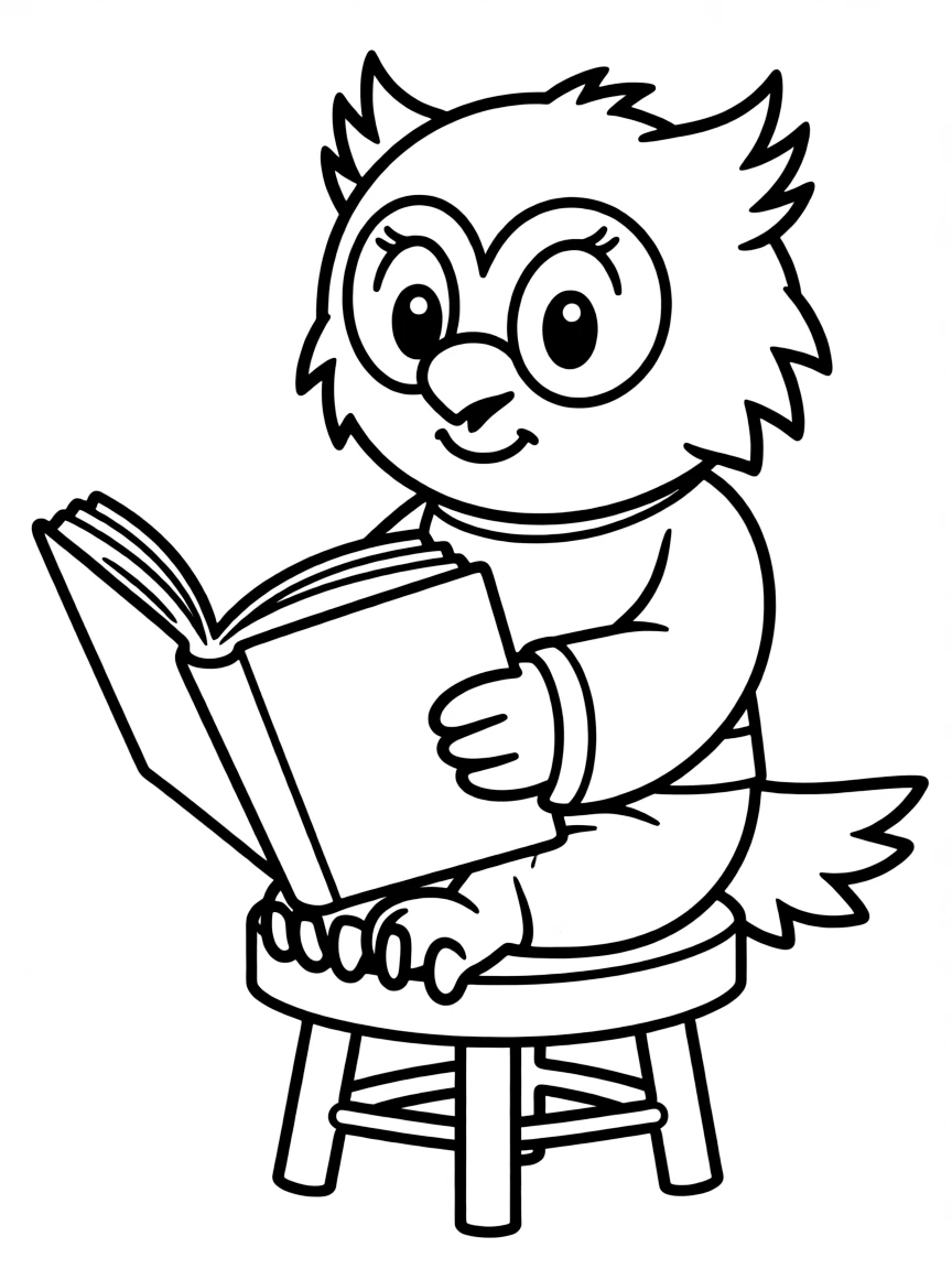 (Daniel Tiger TV show) O the Owl reading a book.