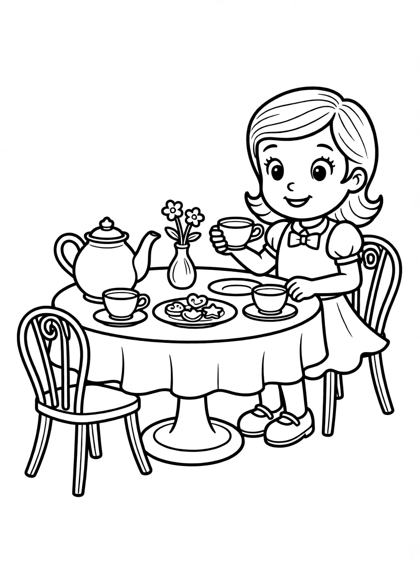 (Daniel Tiger TV show) Miss Elaina having a tea party.
