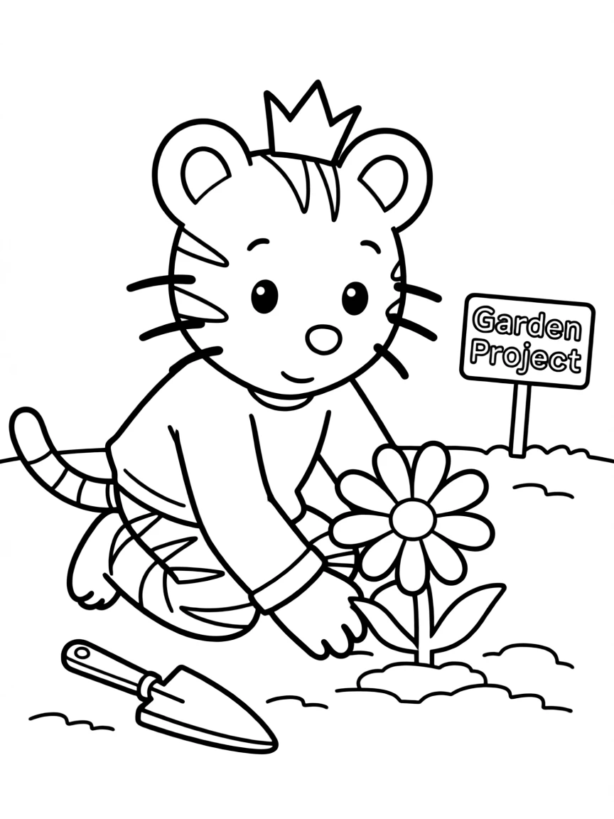 (Daniel Tiger TV show) Prince Wednesday planting a flower.