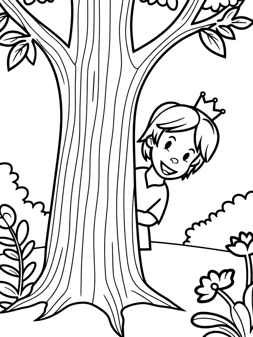 (Daniel Tiger TV show) Prince Wednesday playing hide-and-seek.