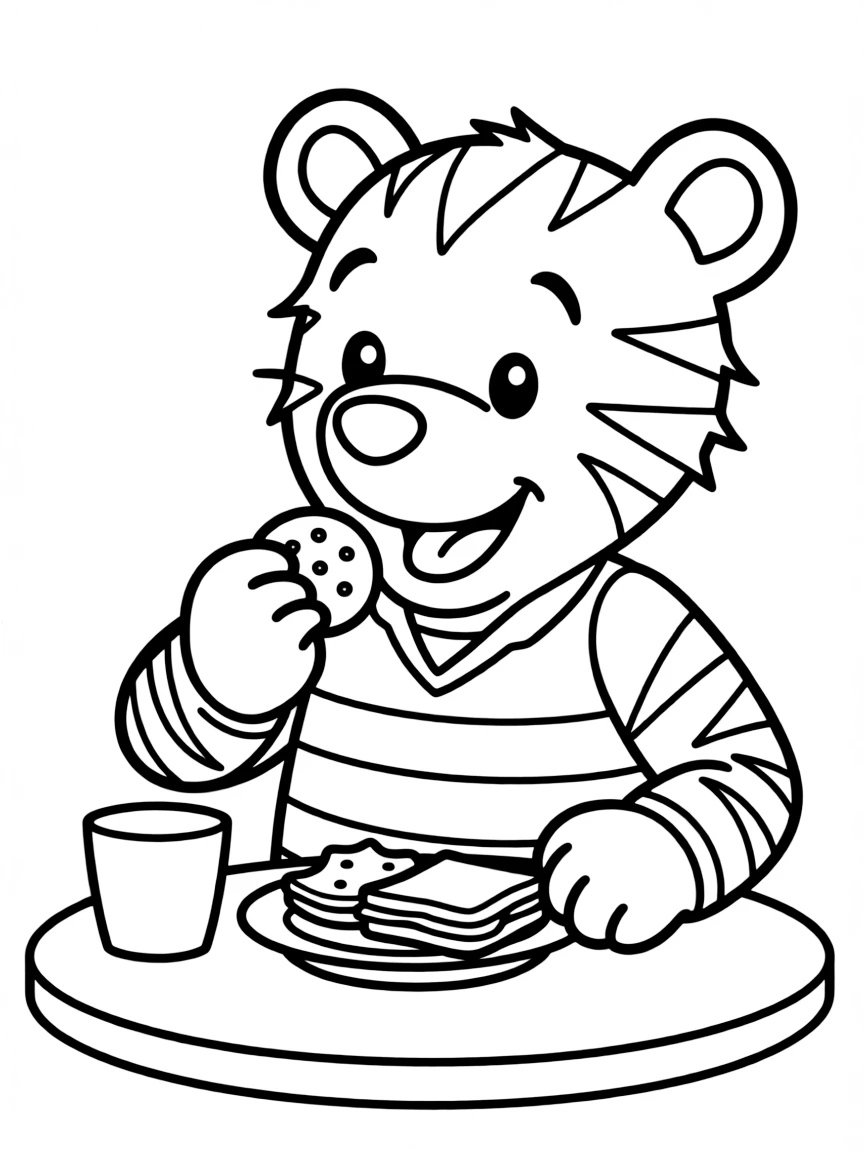 Daniel Tiger eating a snack.