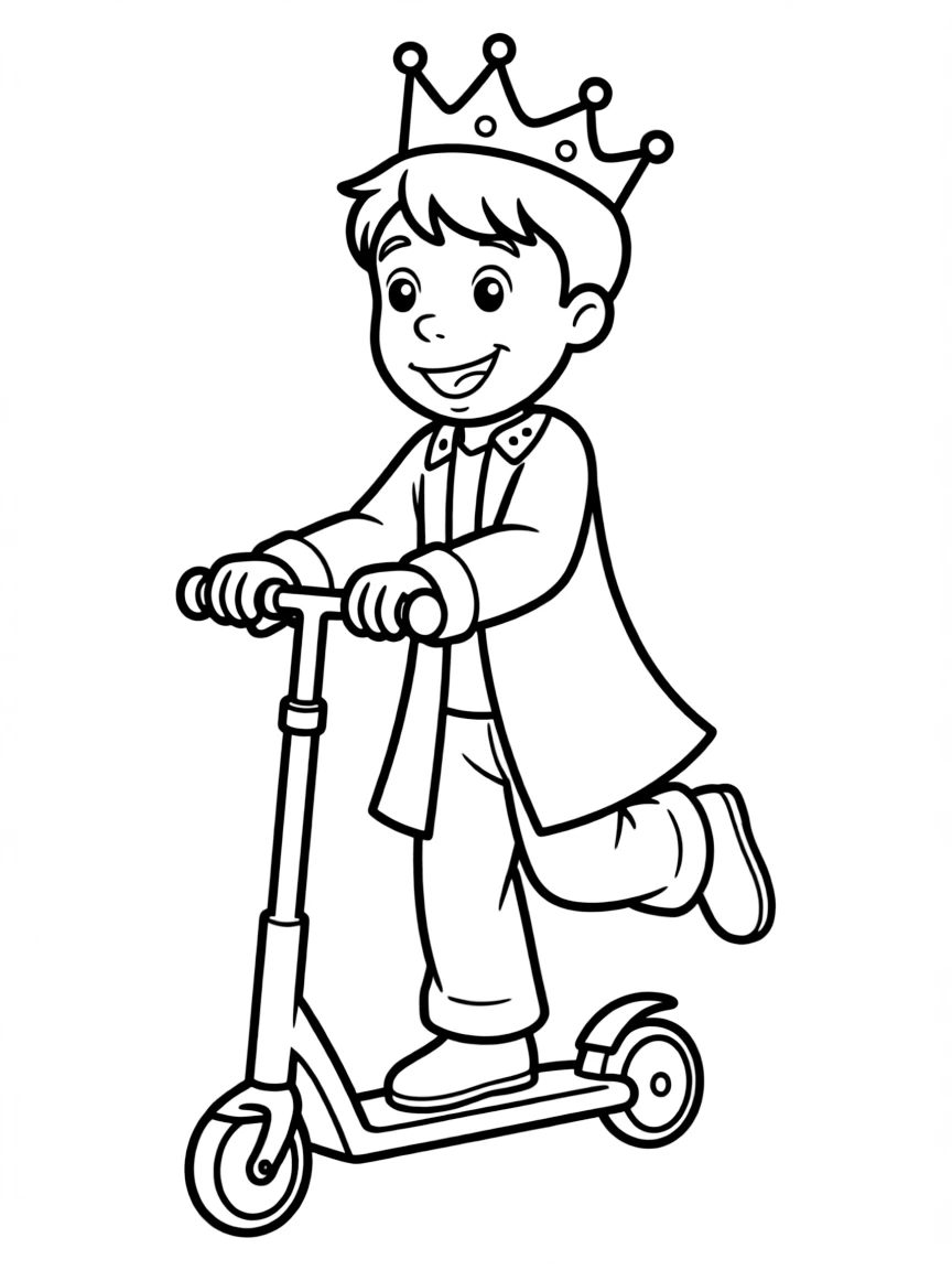 (Daniel Tiger TV show) Prince Wednesday riding a scooter.