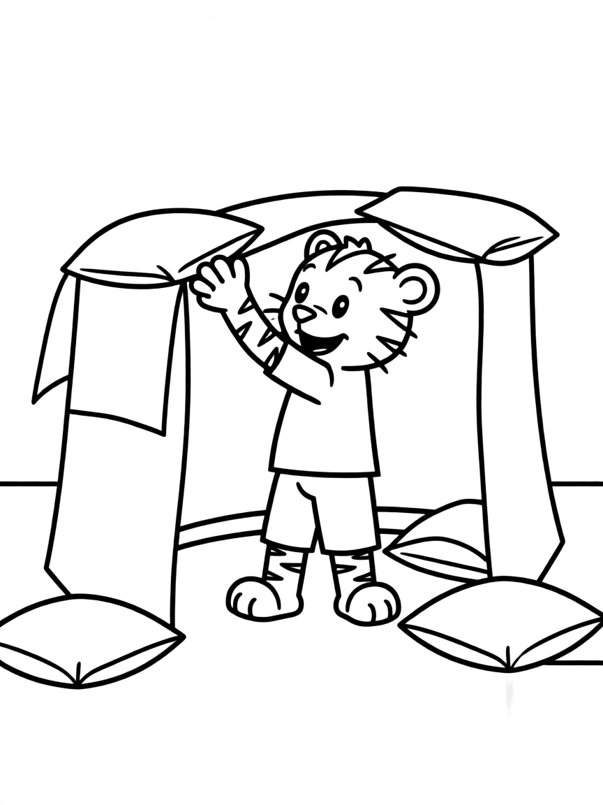 (Daniel Tiger TV show) Prince Wednesday building a fort.