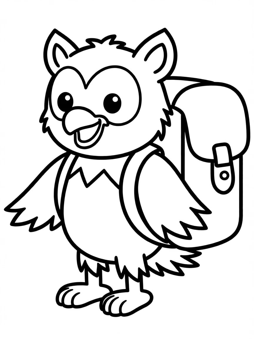 (Daniel Tiger TV show) O the Owl with his backpack.
