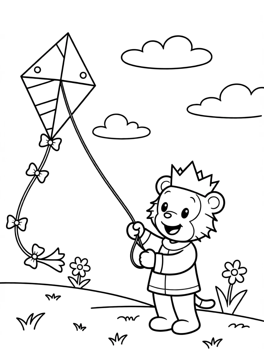 (Daniel Tiger TV show) Prince Wednesday flying a kite.