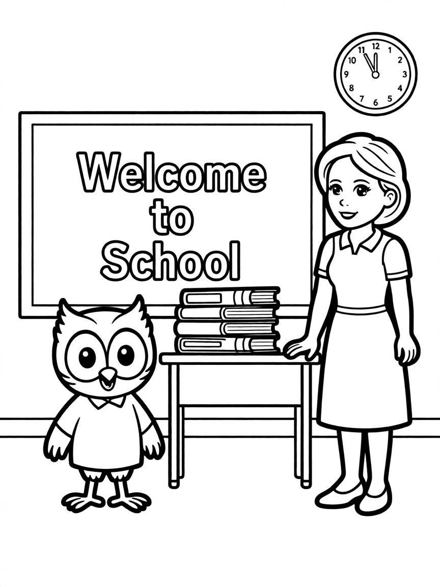 (Daniel Tiger TV show) O the Owl and Teacher Harriet at school.