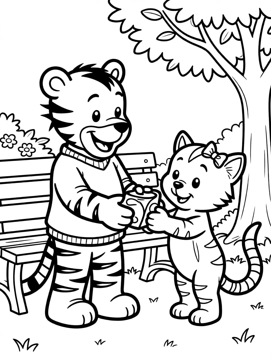 Daniel Tiger sharing with Katerina Kittycat.