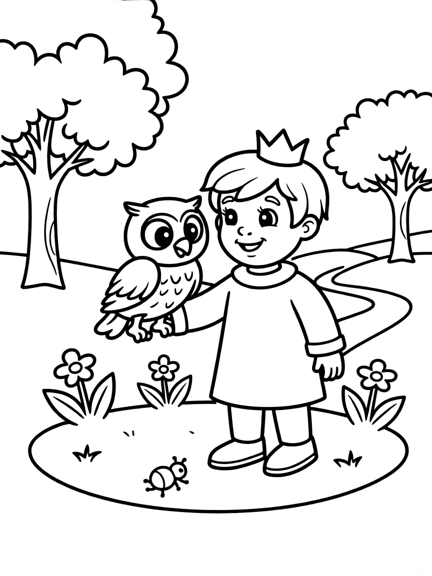 (Daniel Tiger TV show) Prince Wednesday and O the Owl exploring.