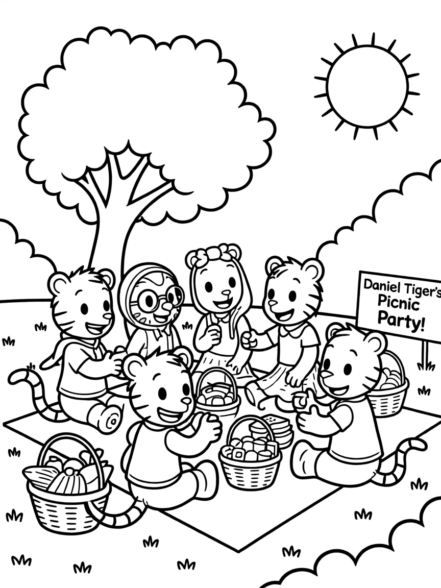 (Daniel Tiger TV show) The entire Daniel Tiger's Neighborhood crew having a picnic.