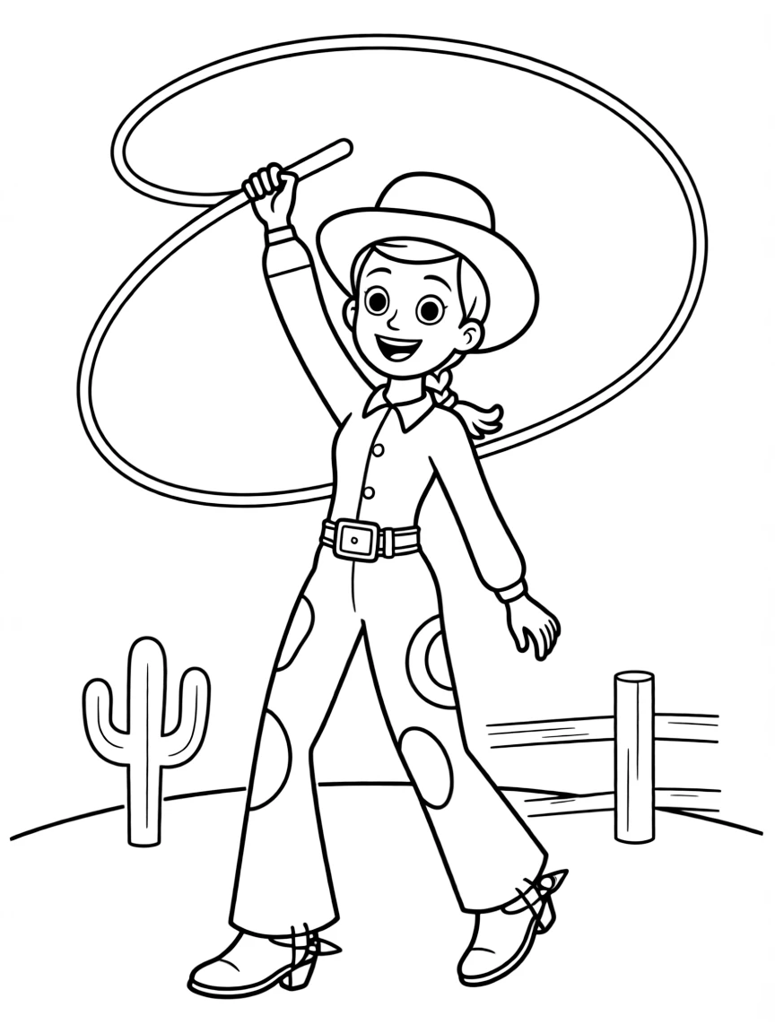 (Toy Story characters) Jessie twirling her lasso.