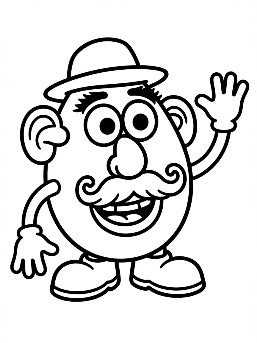 (Toy Story characters) Mr. Potato Head with a funny mustache.