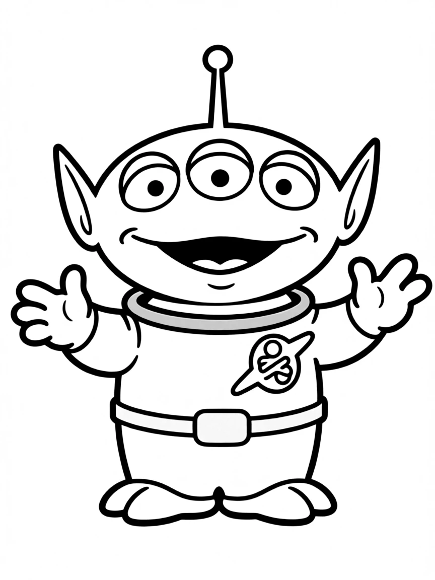 (Toy Story characters) A single Alien with a happy face.
