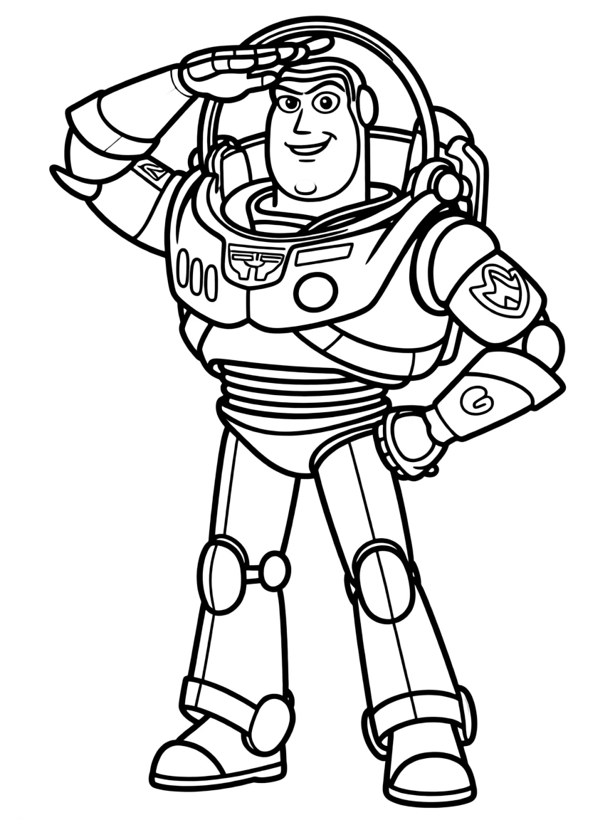 (Toy Story characters) Buzz Lightyear saluting.