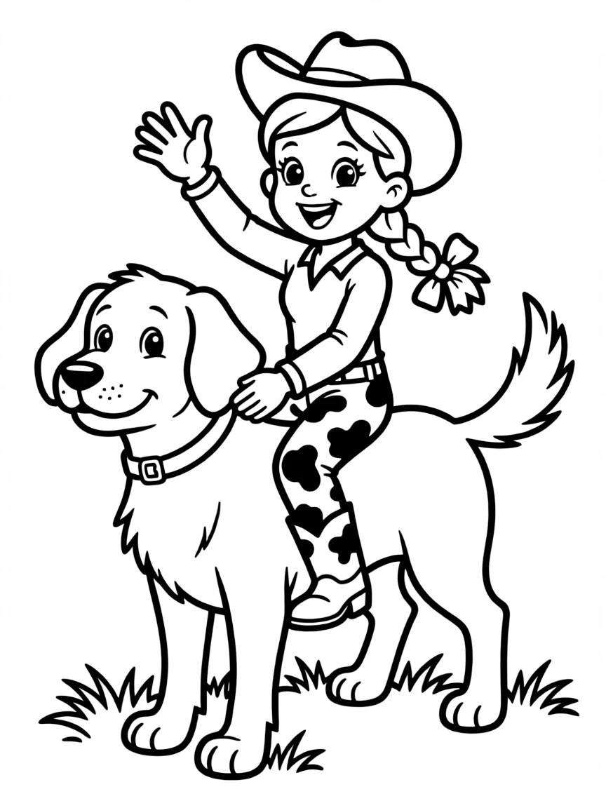 (Toy Story characters) Jessie riding Buster.