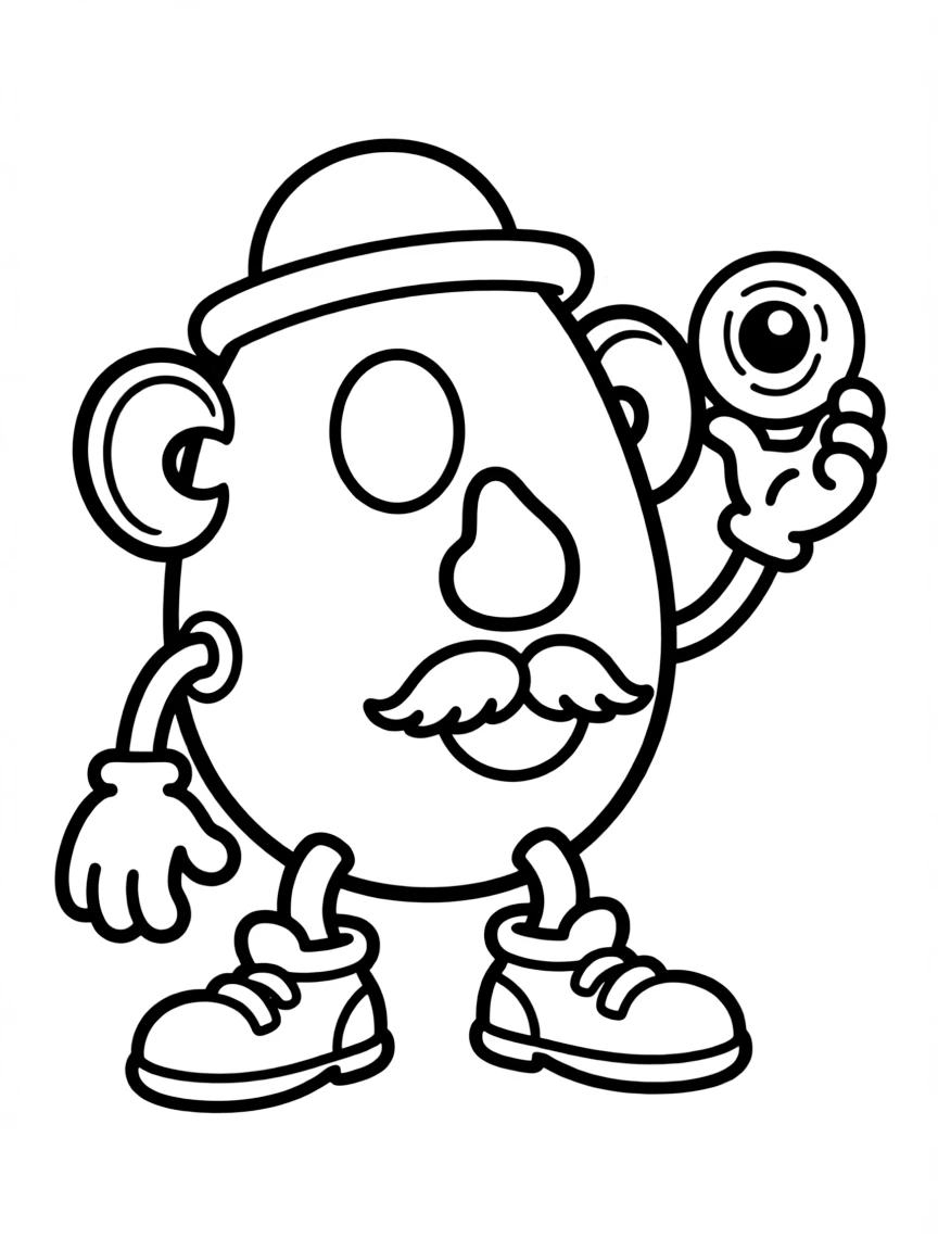 (Toy Story characters) Mr. Potato Head losing an eye.