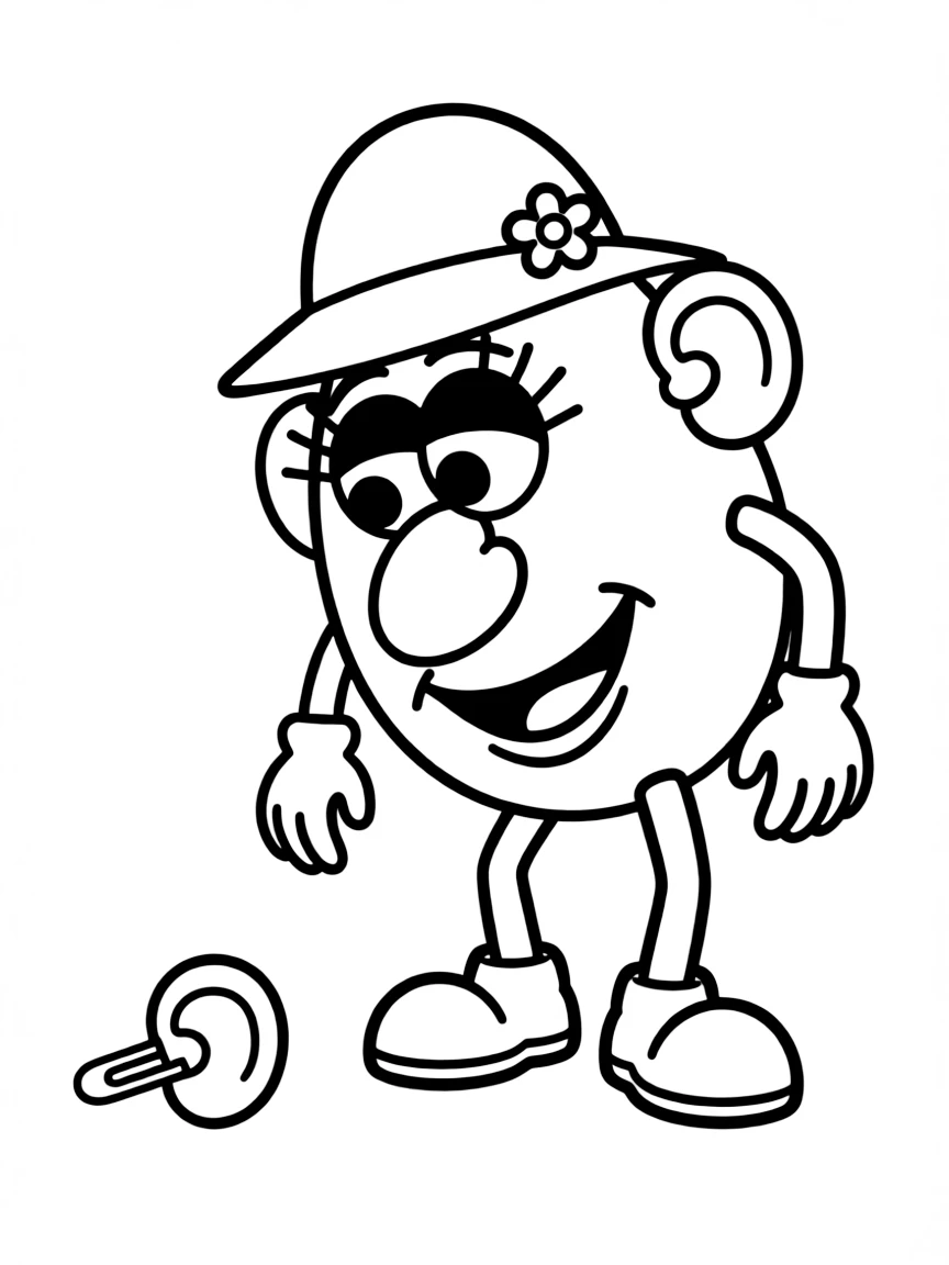 (Toy Story characters) Mrs. Potato Head finding her missing ear.