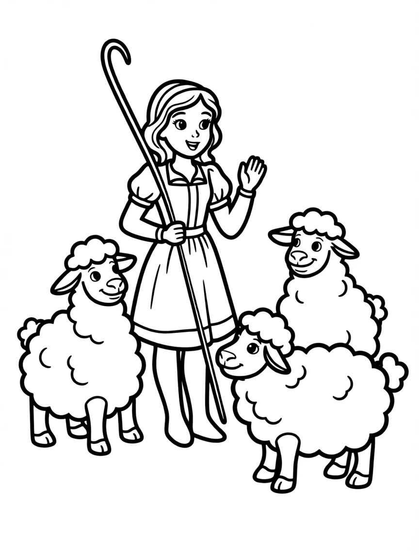 (Toy Story characters) Bo Peep talking to her sheep.