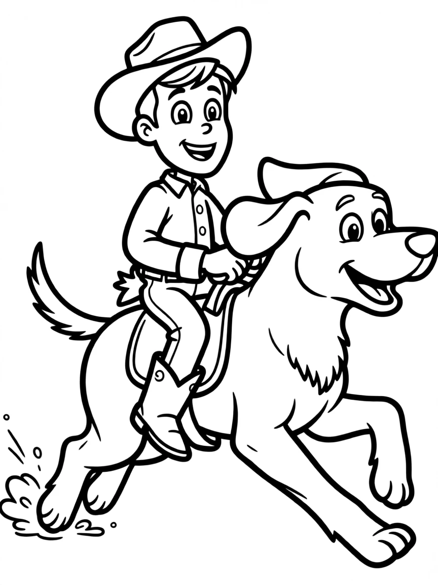 (Toy Story characters) Woody and Buster galloping.